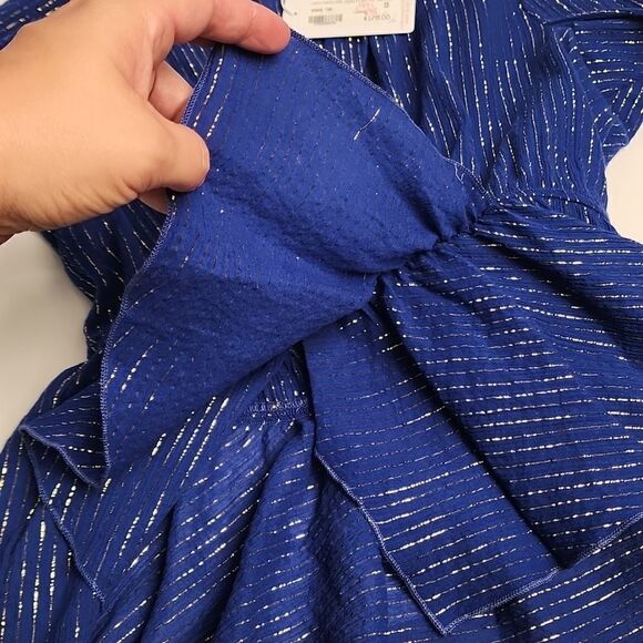 Corey Lynn Calter Amari Top Size Small Royal Blue With Gold Accent High Low - Picture 13 of 14